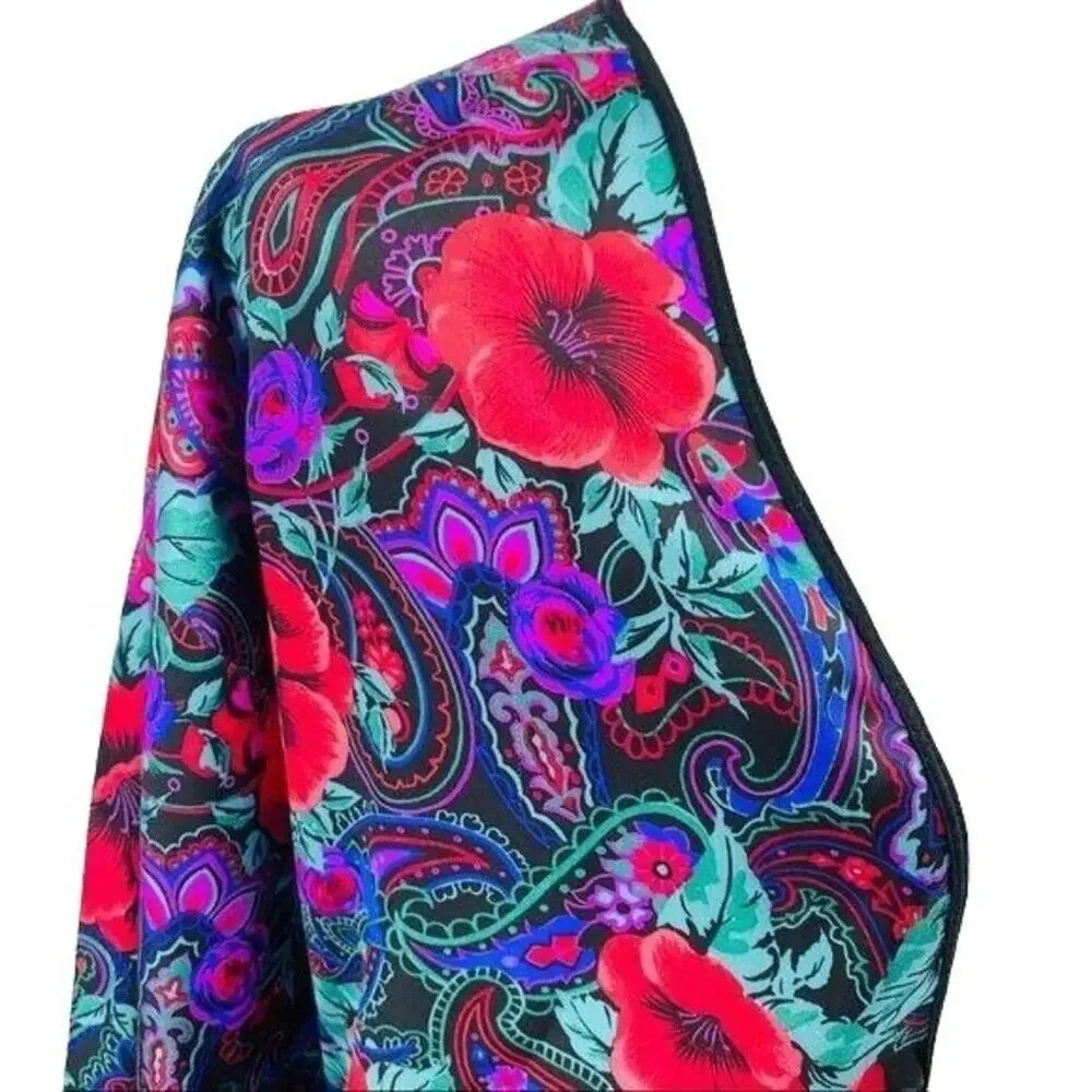 Vintage Delicates Kimono Robe Rich Colorful Floral Medium